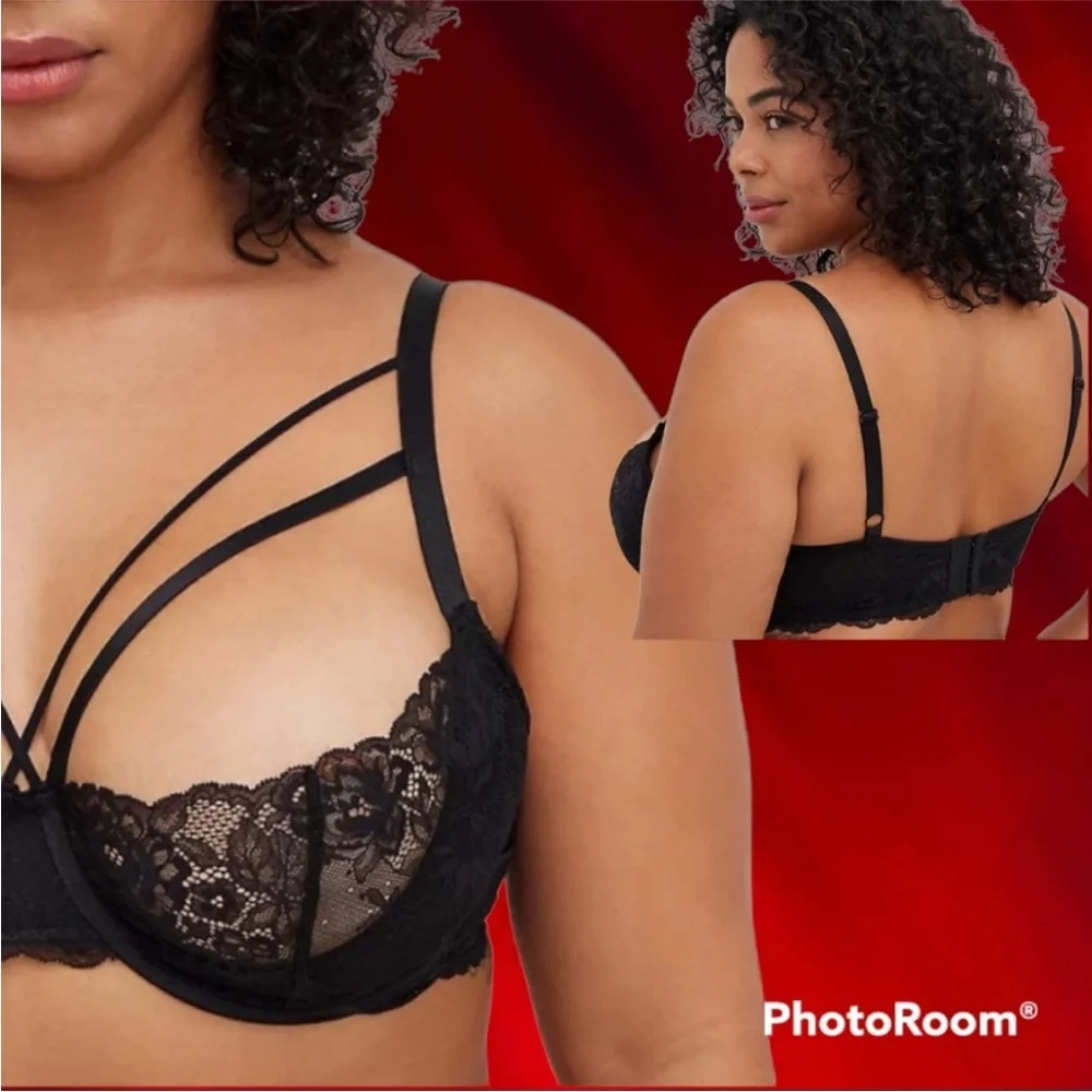 NWT TORRID SET- open cut out back high waist panty & strappy bra - Picture 4 of 10